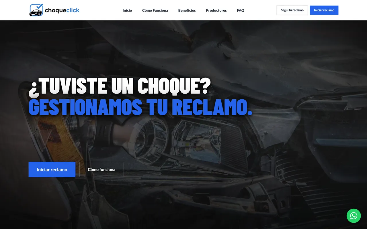 Sitio web desarrollado para ChoqueClick