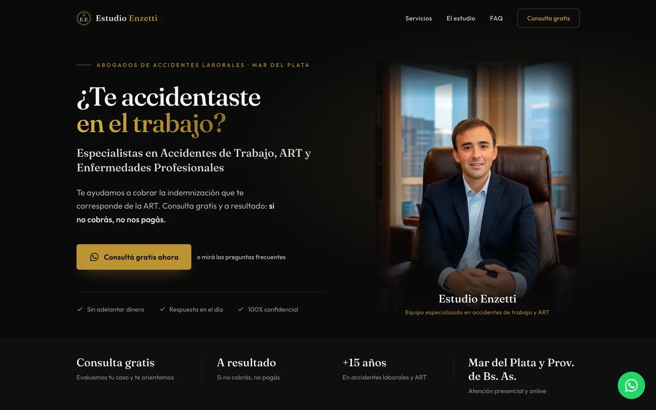 Sitio web desarrollado para Estudio Jurídico ART