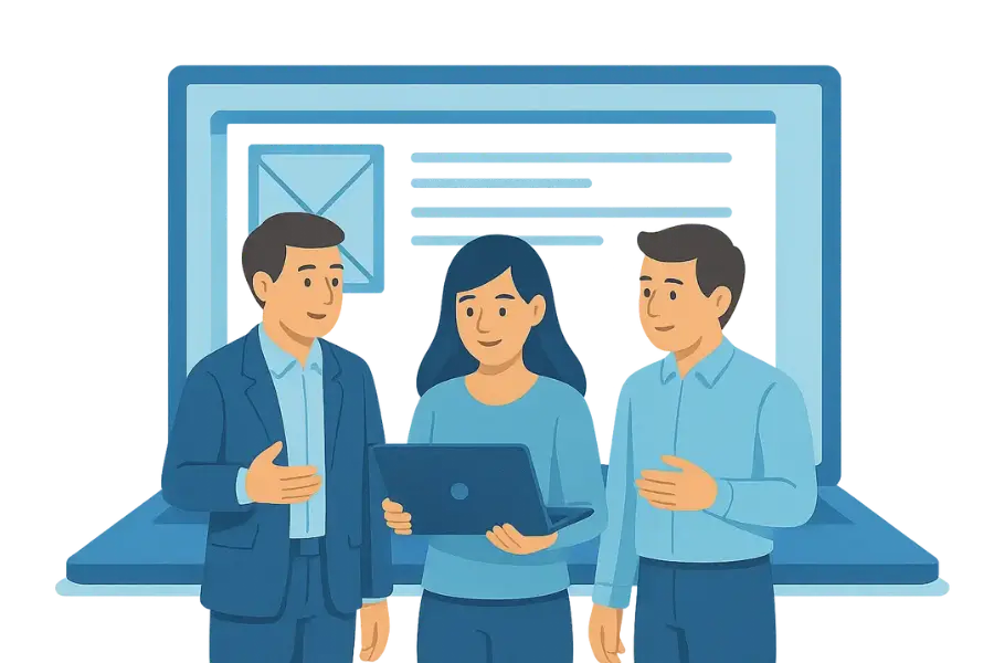 Equipo de trabajo analizando datos en una laptop
